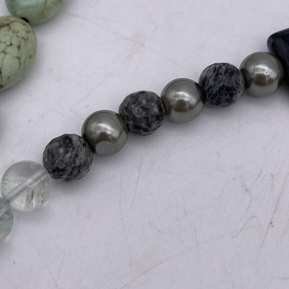 Multi Gemstone Ball Beaded Toggle Necklace 52 Inch - Picture 5 of 9